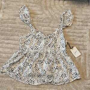 Japna Black and White Patterned Blouse